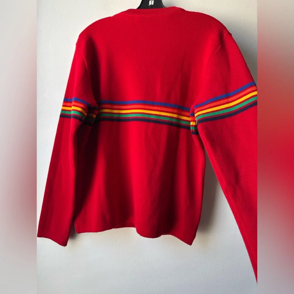 Vintage Herman’s Wool Red Sweater with Multicolor Stripes